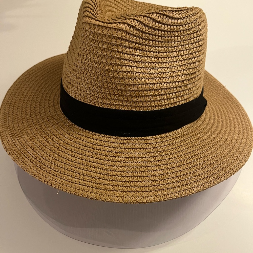 Stylish Tan Fedora Hat with Black Band